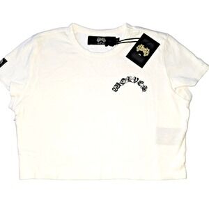 Darc Sport SHE Chopper Timeless Cropped Tee Shirt Women's Small Cream Streetwear